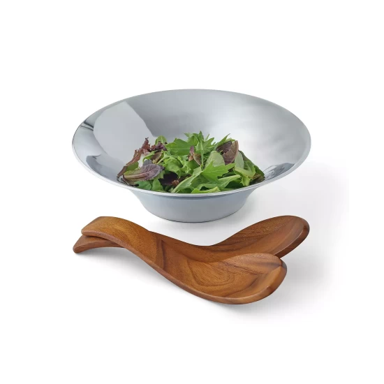 Nambé Nambe Chillable Salad Bowl/Spoons Borwn/silver 5 Nambé Nambe Chillable Salad Bowl/Spoons Borwn/silver - Image 3