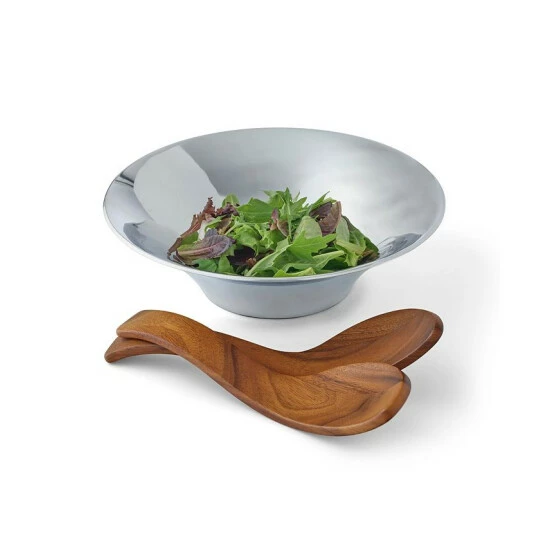 Nambé Nambe Chillable Salad Bowl/Spoons Borwn/silver 4 Nambé Nambe Chillable Salad Bowl/Spoons Borwn/silver - Image 2