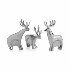 Nambé Dasher Reindeer Figurines, Set Of 3 Silver