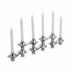 Nambé Cortina Hinged Candelabra Silver