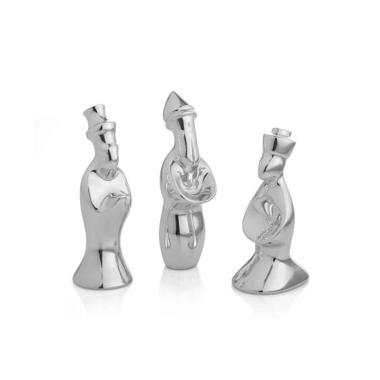 Nambé Quatra Snack And Serve Set White And Brown 3 Nambé Quatra Snack And Serve Set White And Brown